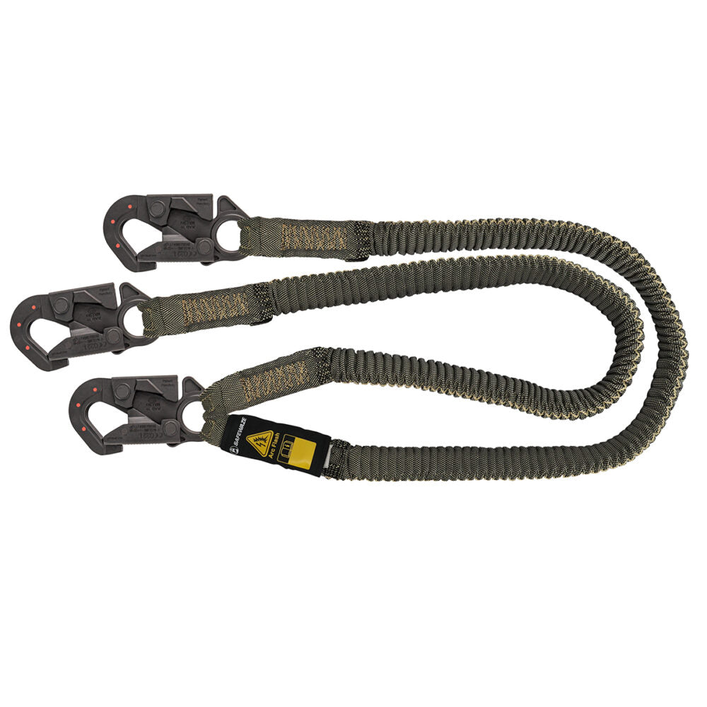 Safewaze Aramid Dual Leg Arc Flash Internal Stretch Lanyard w/ Dielectric Snap Hook - 6 ft.