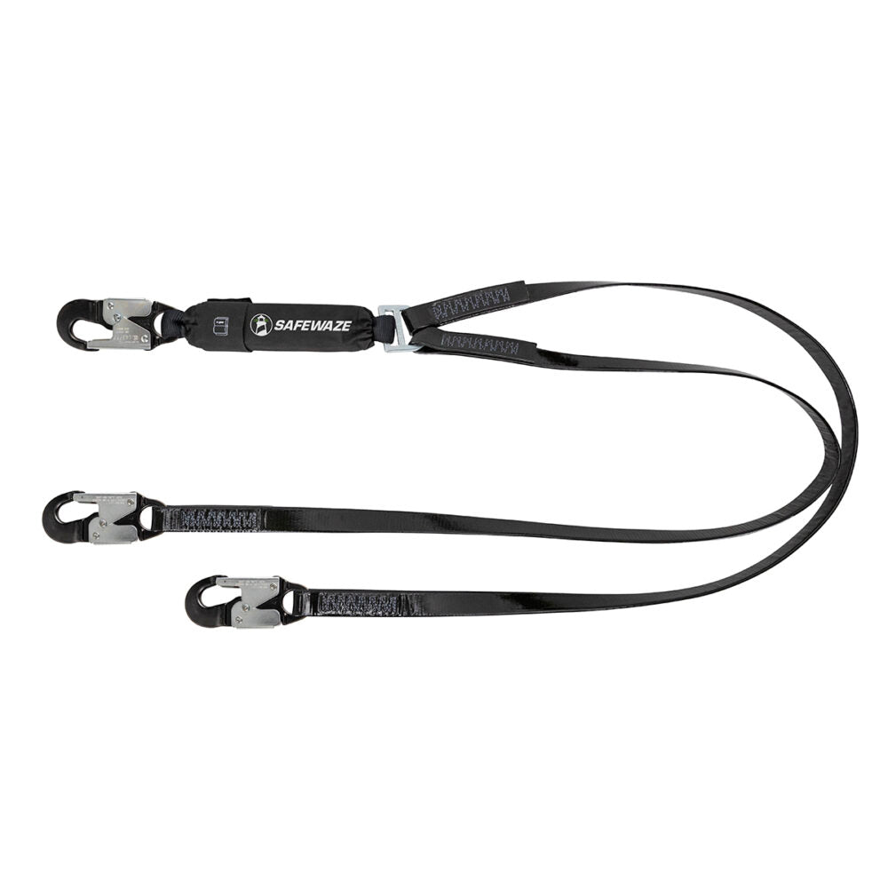 Safewaze PRO-Shield Dual Leg Shock Absorbing Lanyard w/ Aluminum Snap Hook - 6 ft.