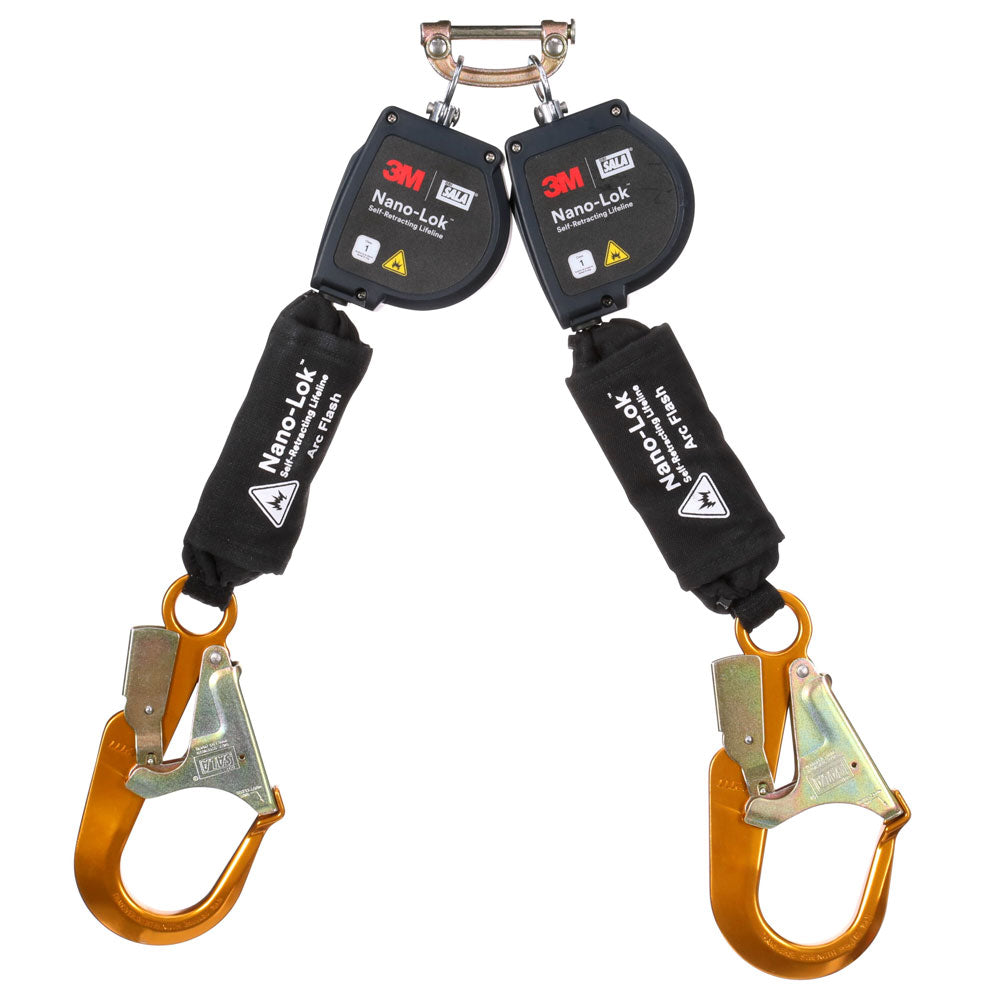 DBI-SALA Nano-Lok Arc Flash Twin-Leg Kevlar Fiber Web SRL w/ Aluminum Rebar Hooks - 8 ft.