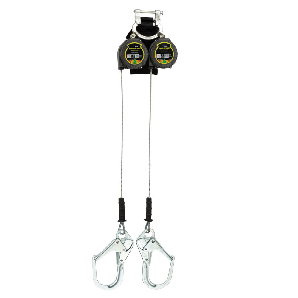 Miller TurboLite+ Edge Twin Cable Fall Limiter with Aluminum Rebar Hooks - 9 ft.
