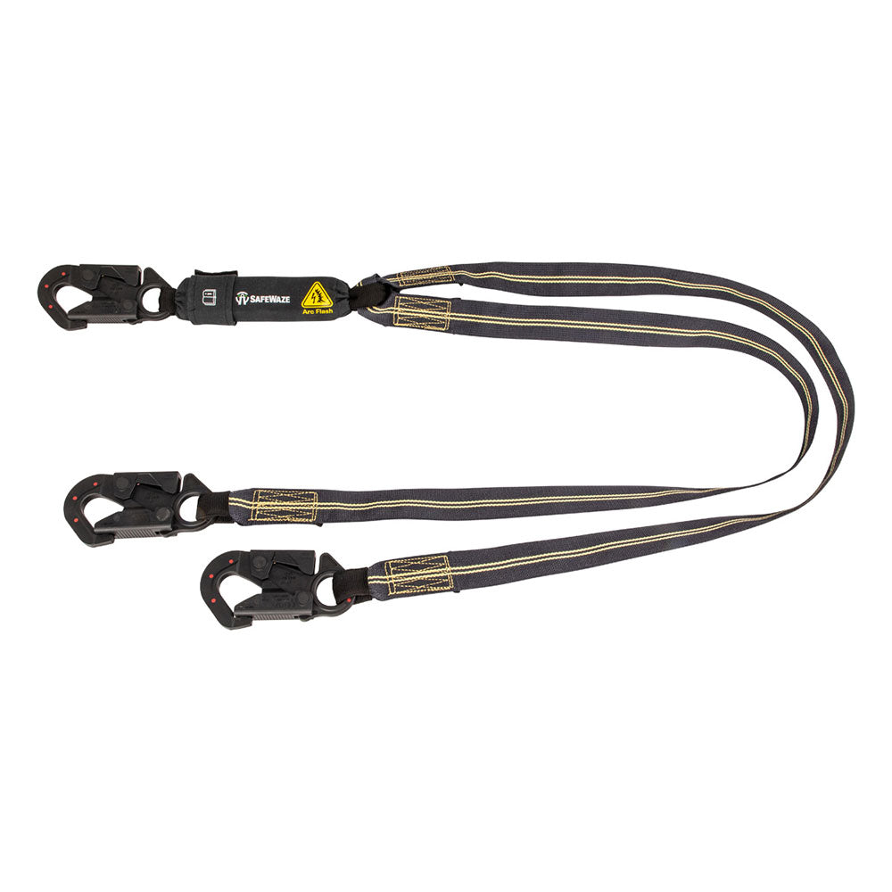 Safewaze Dual Leg Aramid Arc Flash Shock Absorbing Lanyard w/ Dielectric Snap Hooks - 6 ft.