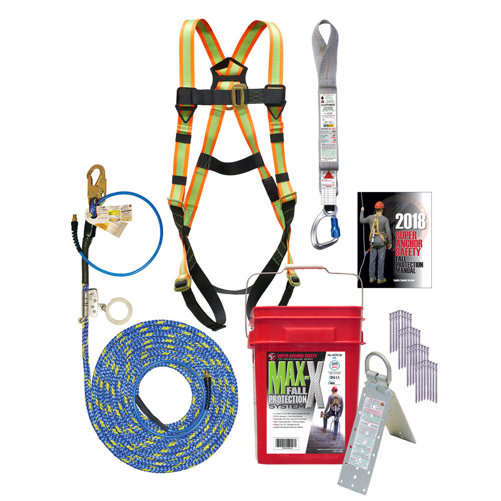 Super Anchor Safety 4078-50 Max-X Bucket Kit: 50ft. X-Line Pneumatic L
