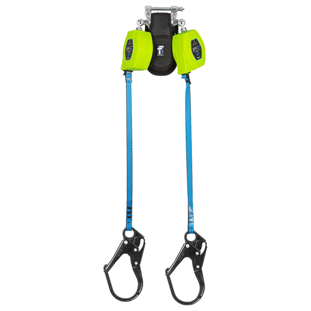 FallTech FT-X Web Class 1 Twin Leg SRL w/ Rebar Hooks - 9 ft.