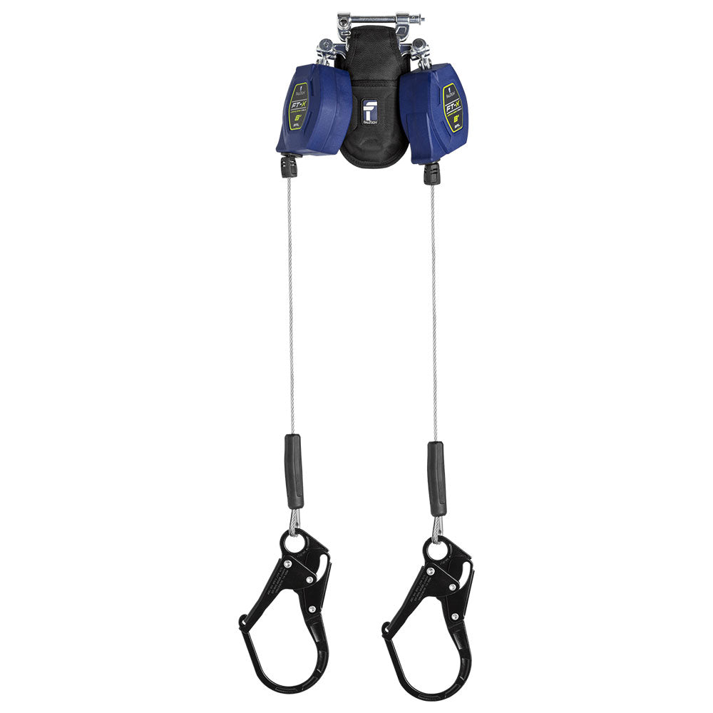 FallTech FT-X Cable Class 2 Twin-Leg Leading Edge Personal SRL w/ Rebar Hook - 8 ft.