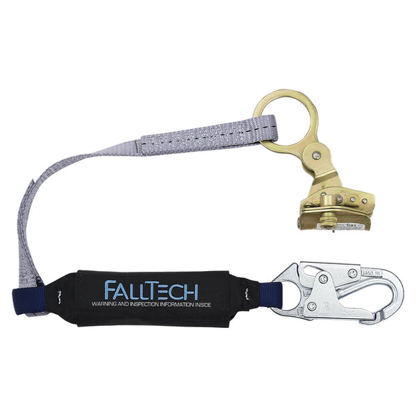 FallTech Hinged Trailing Rope Grab w/ Attached Shock Lanyard - 3 ft.