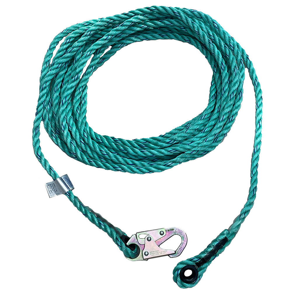 Long Rope Vertical Guardian PolyPlus Vertical Rope Lifeline with Snap Hook - 50 ft.