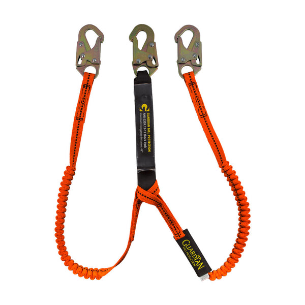 Guardian Fall Protection 11901 6-Foot Tiger Tail Double Leg Stretch Lanyard 
