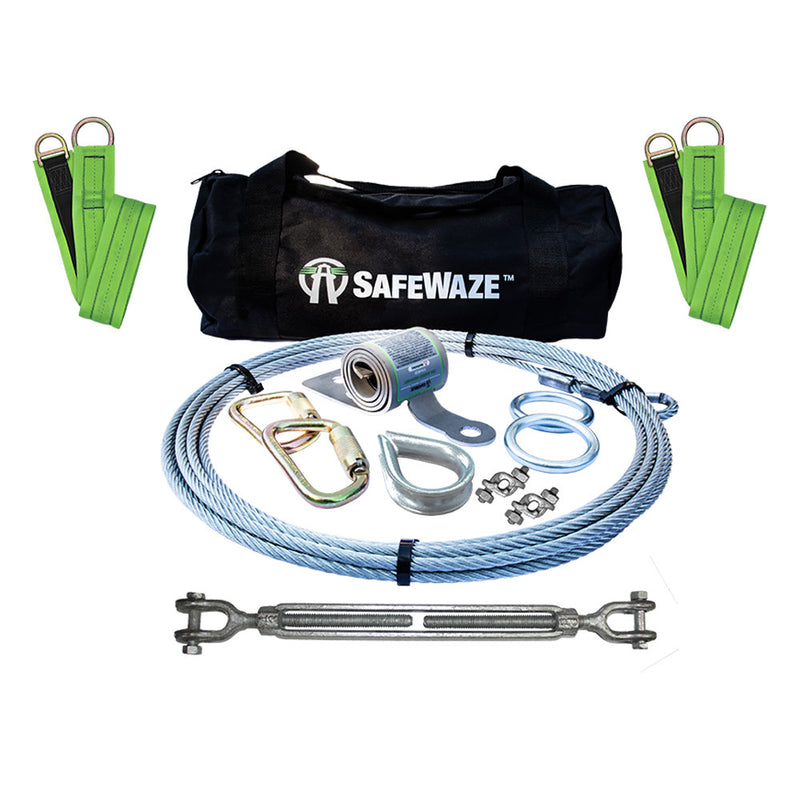 SafeWaze 2-Person Coil Energy Absorber Horizontal Lifeline Kit