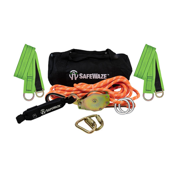 Safewaze 2-Person Kernmantle Rope Horizontal Lifeline Kit - 100 ft.