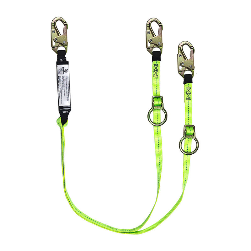 SafeWaze Dual-Leg Tie-Back Shock Lanyard w/ Adjustable Ring - 6 ft.