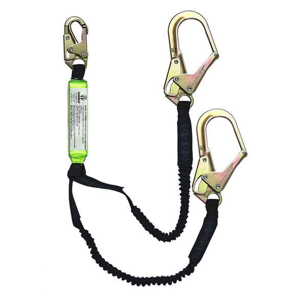 Safewaze Dual-Leg Stretch Shock Absorbing Lanyard w/ Rebar Hooks